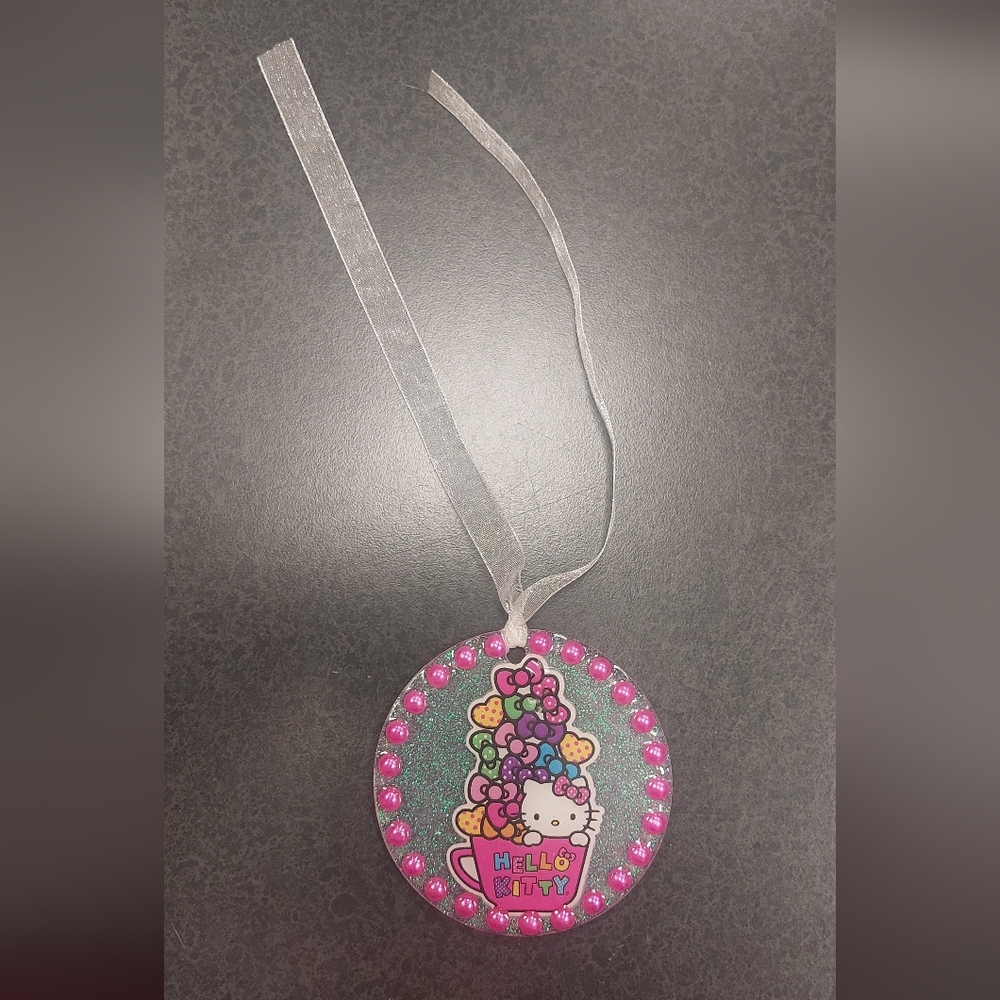 HANDMADE Hello Kitty Rearview Mirror Charm/Ornament - Picture 2 of 3